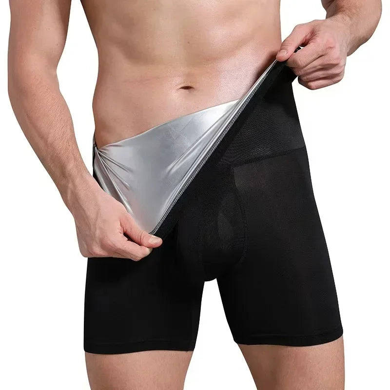 NEW Sweat Sauna Shorts Men's Fat Burning Waist Trainer High Waist Fitness Running Sports Underwear Slimming Pants Body Shapewear