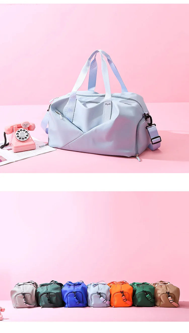 Large Capacity Fitness Bag Women's Handheld Oxford Cloth Yoga Sports Bag Fashionable Luggage Bag Wet And Dry Separation Can P...