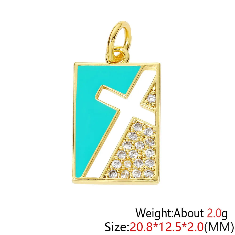 HUAMI Colorful Cute Bear Enamel Necklace Pendant Handmade Prevent Allergy Multicolor Cubic Zirconia Charms Supplies Accessories
