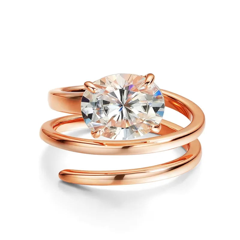 Smyoue 1CT-3CT Certified 14K Plated Moissanite Solitaire Ring Women Wedding Lab Diamond Band Pure 925 Silver 100% Shani Abergel