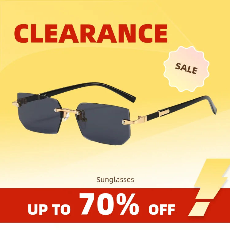 Clearance_Rimless Sunglasses Rectangle Fashion Popular Women Men Shades Small Square Sun Glasses For Female male Summer Travelin