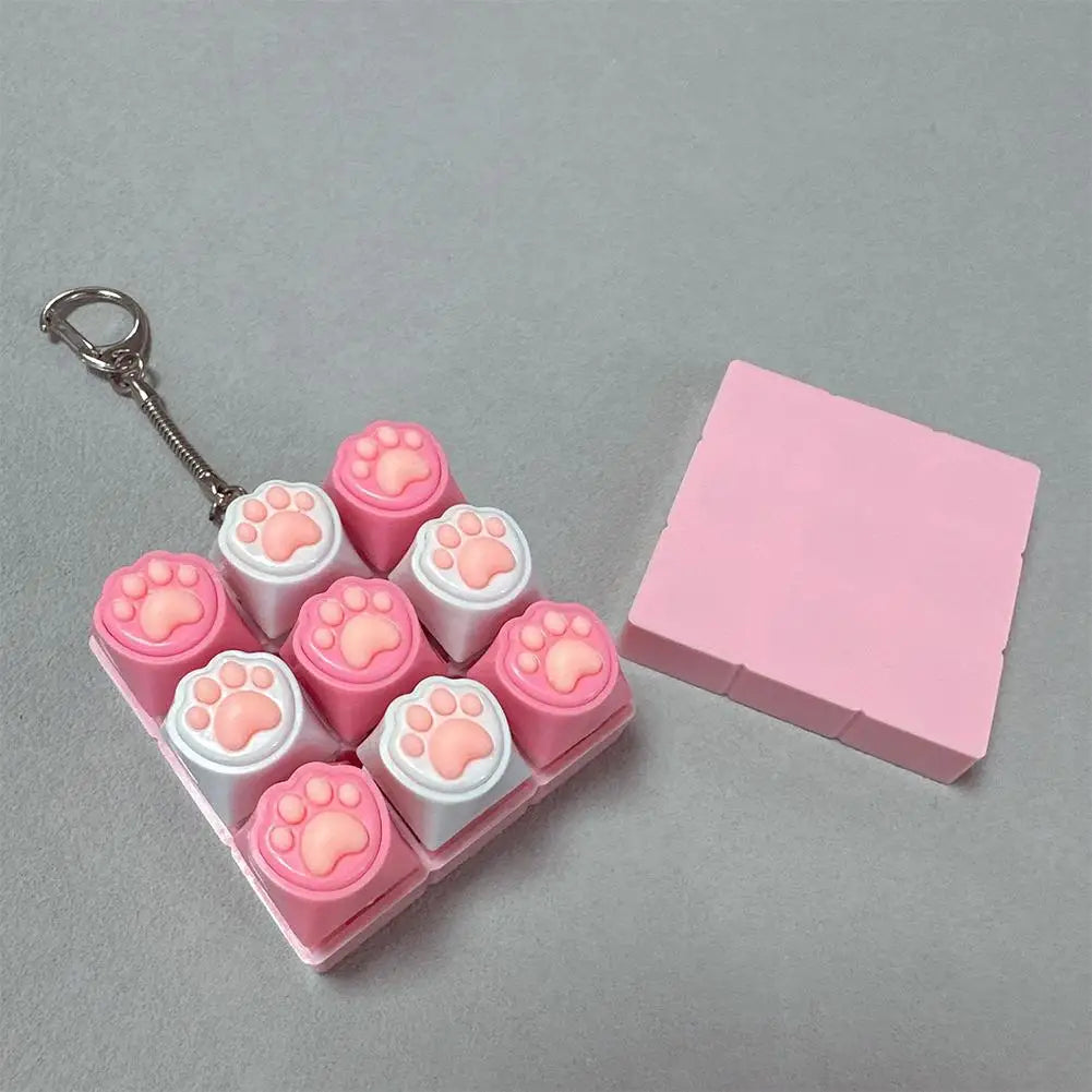 Keyboard Fidget Toys LED Crystal Keycap Keychain Stress Relief Fingertip Gadget Decompression Toys Clicker Fidget Toy