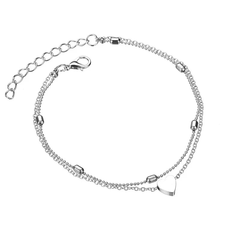 Modyle New Fashion Simple Heart Female Anklets Foot Jewelry Leg New Anklets On Foot Ankle Bracelets For Women Leg Chain Gifts