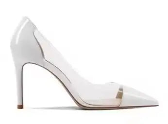 Sexy Woman White Black Red Sliver Nude Patent Leather PVC Patchwork Pumps Female Pointed Toe Shallow Slip On Dress Party Shoes
