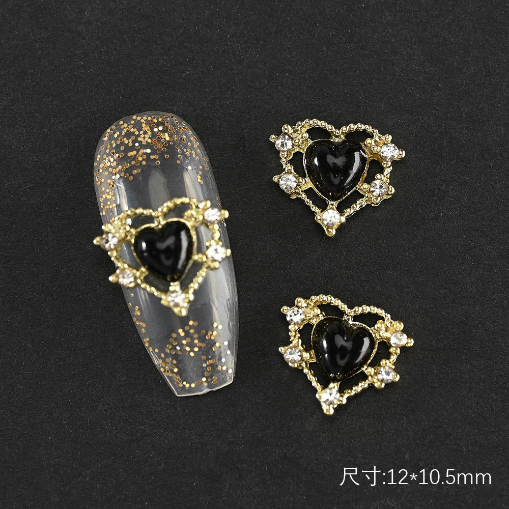 5/10pc Luxury Crystal Pink Heart Nail Art Charm 3D Love Shape Nail Rhinestones Diamond Shine Valentine's Day Manicure Decoration