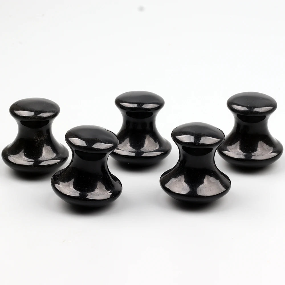Obsidian Mushroom Face Care Massager Natural Crystal Gua Sha Tool Massage Head Eye Skincare Scraper Wrinkle Beauty Products