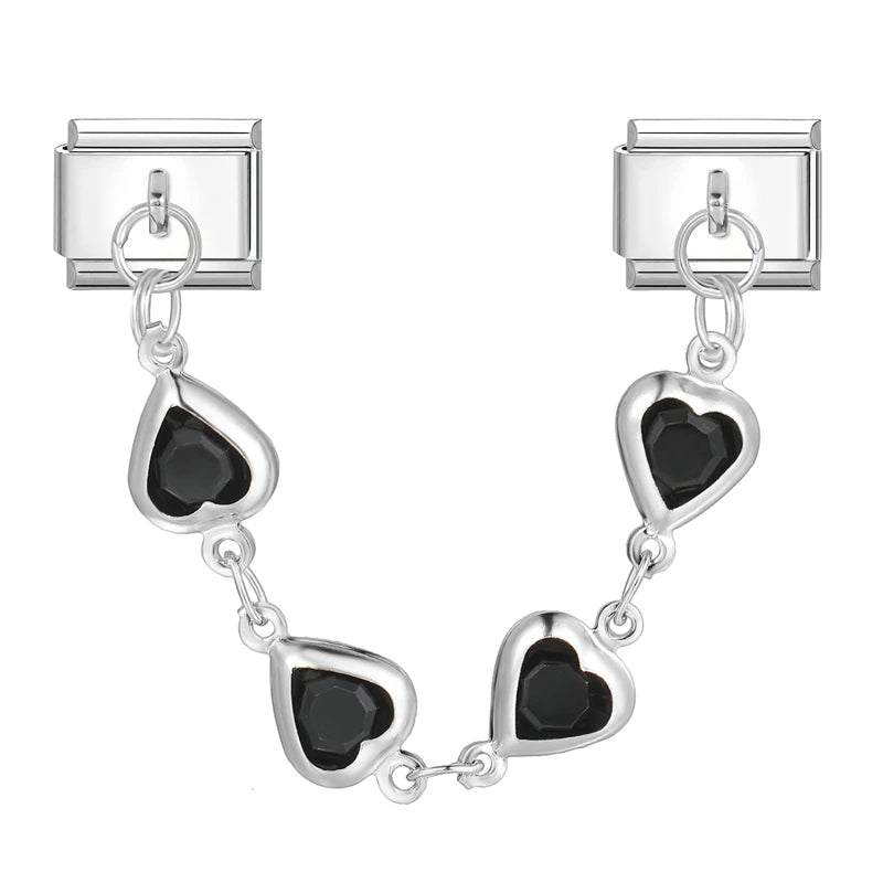 Star Butterfly Heart Zircon Round Pearls Tassel Chain Italian Charm Links Fit 9mm Bracelet Stainless Steel Women DIY Making Gift