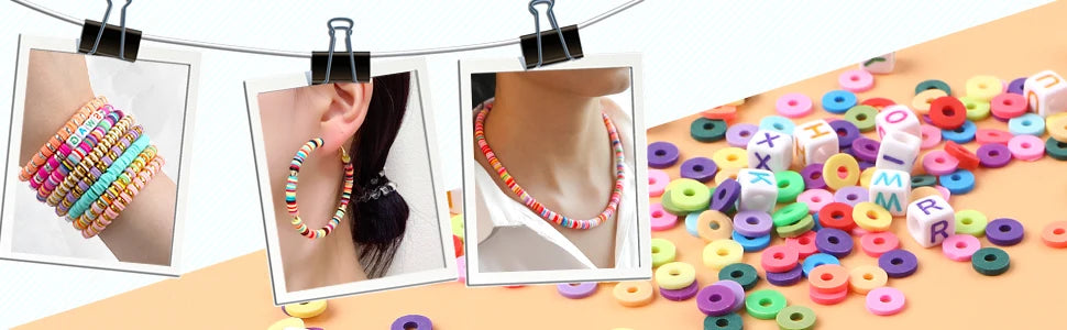 350pcs 6mm Flat Round Polymer Clay Beads Loose Spacer Beads for Jewelry Making DIY Needlework Bracelet Necklace Earrings