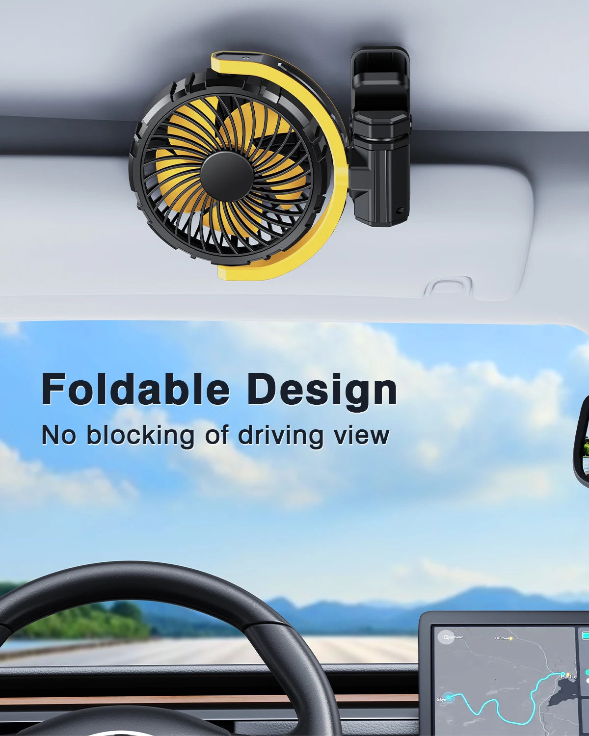 Hipacool Car Cooling Clamp Fan 2000mAh USB Rechargeable Fan Burshless Cooler 900° Rotatable Portable Cooling Tool Car Electronic