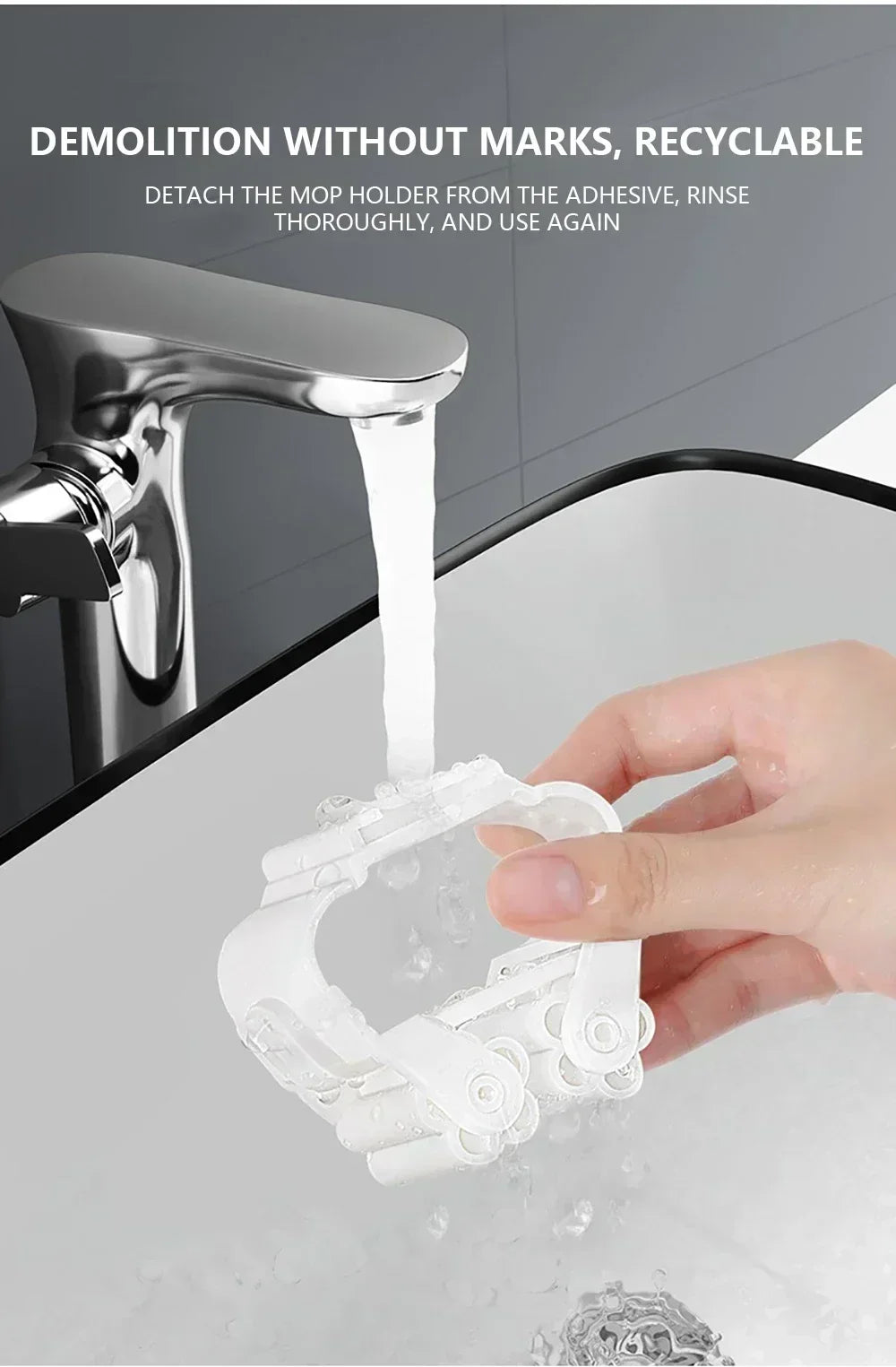 Self-adhesive Mop Holder Broom Stand Wall Mounted Mop Support Sweeping Brush Hook Storage Organizer Bathroom Kitchen Accessories