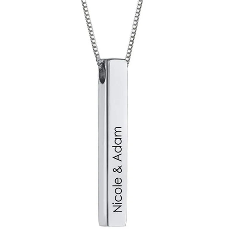 Custom Stainless Steel Personalized Engraved Bar Necklace For Women Gift  Name Pendant Jewelry Set