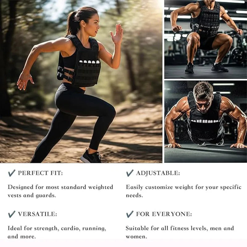 20kg Adjustable Weighted Vest,Empty Bag Fitness Running Vest for Men Women,Black Physical Training Clothing for Boxing