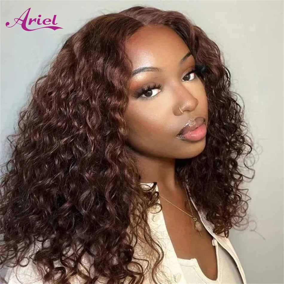 Chocolate Brown 13x6 HD Lace Front Wigs Human Hair Wigs 13x4 Deep Curly Human Hair Wigs Deep Wave 30 Inch Lace Frontal Wig