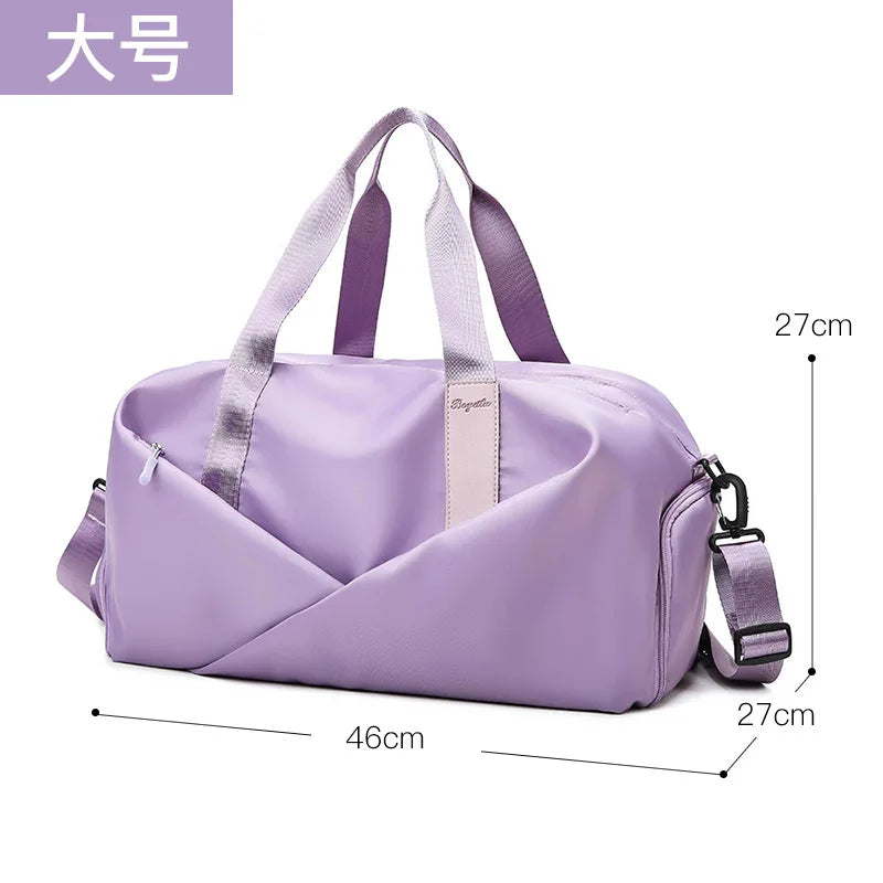 Large Capacity Fitness Bag Women's Handheld Oxford Cloth Yoga Sports Bag Fashionable Luggage Bag Wet And Dry Separation Can P...