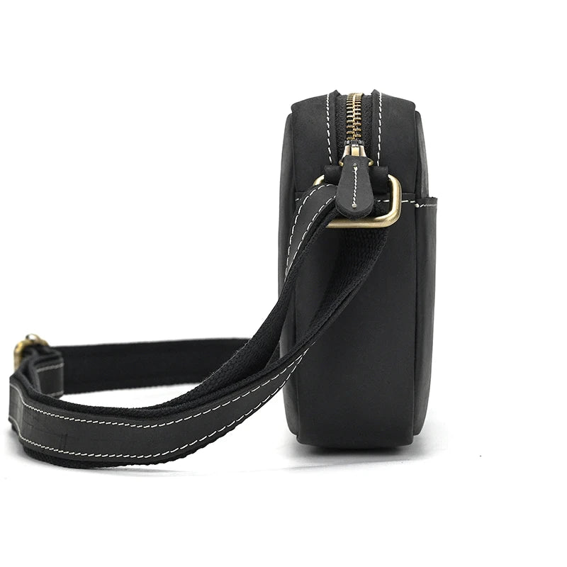 Crazy Horse Leather Messenger Bag Men's Leather Shoulder Bag For Mobile Phone Sling Bags For Men Woman Cross Body Bag