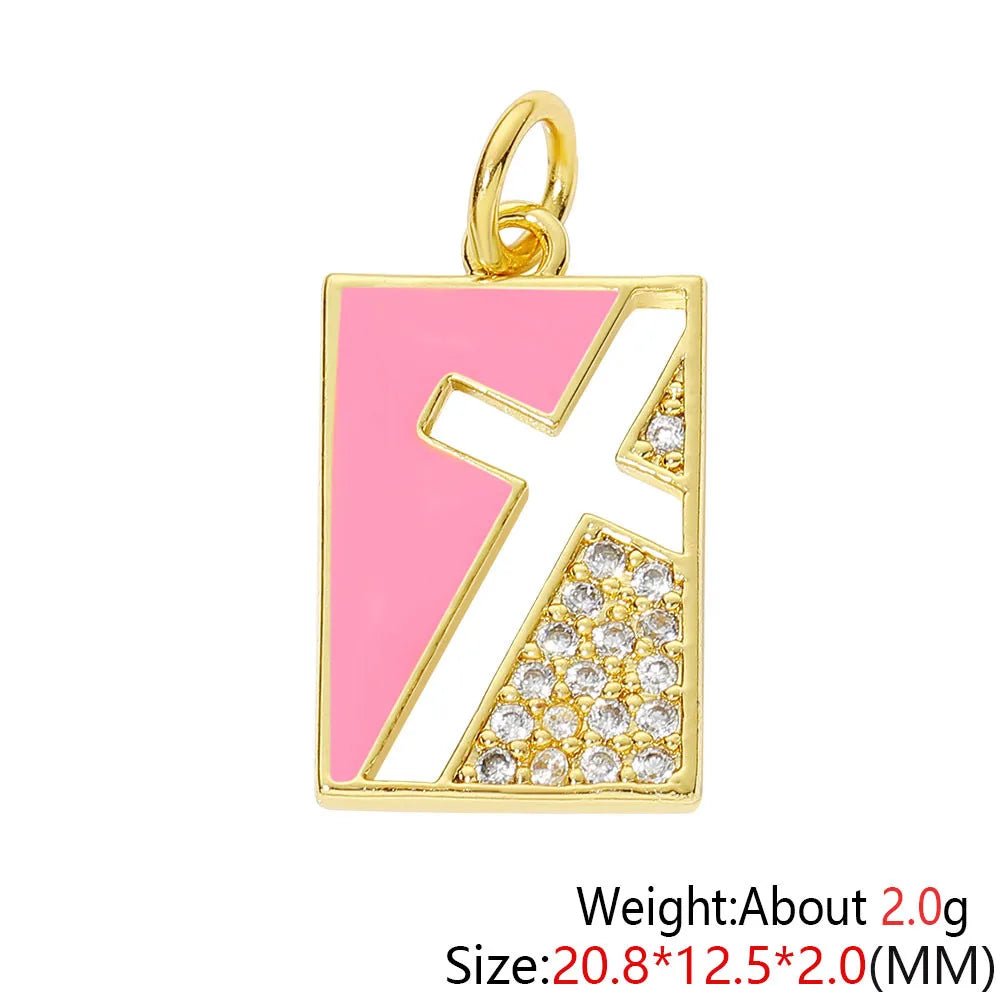 HUAMI Colorful Cute Bear Enamel Necklace Pendant Handmade Prevent Allergy Multicolor Cubic Zirconia Charms Supplies Accessories