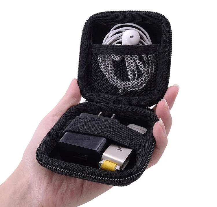 Mini Square EVA Earphone Protective Box Waterproof Digital Charger Headphone Storage Bag USB Data Cable Organizer Carrying Pouch