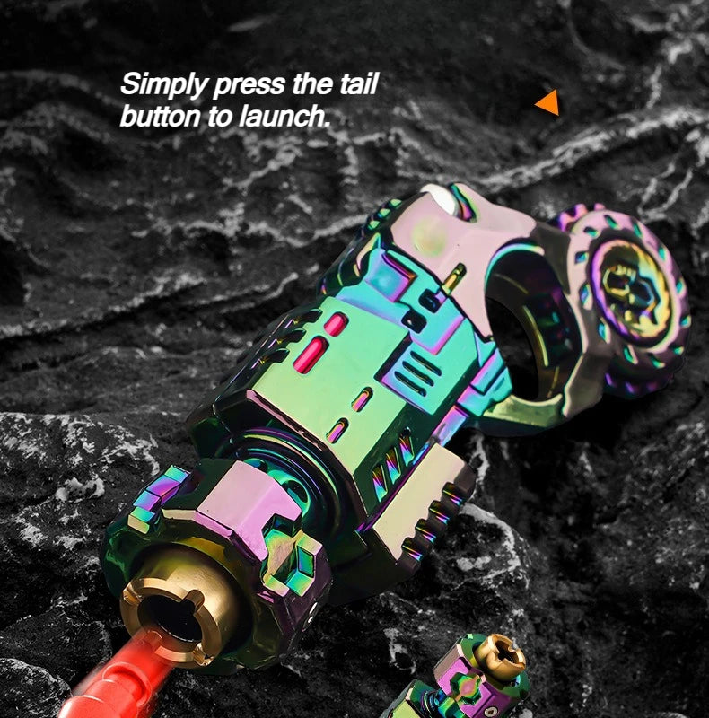 Alloy Launcher Shell-Ejecting Toy Gun Set Portable Stress Relief Sensory Fidget Toy Finger Spinning Top Desk Gadget Boys Gift
