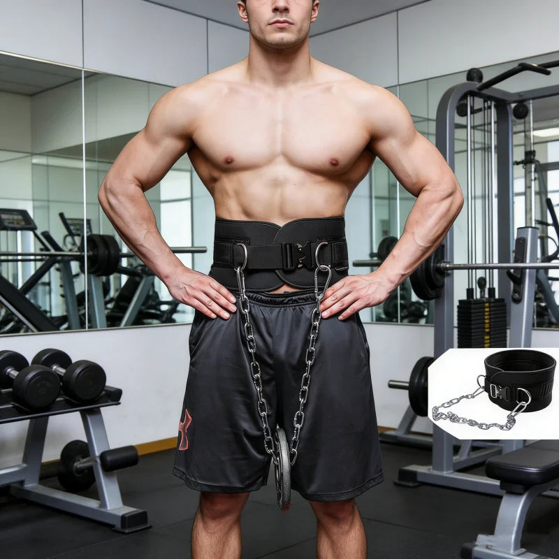 Heavy Duty Dip Belt Adjustable Steel Chain for Weighted Pull Ups Strength Training Home Gym Fitness Equipment