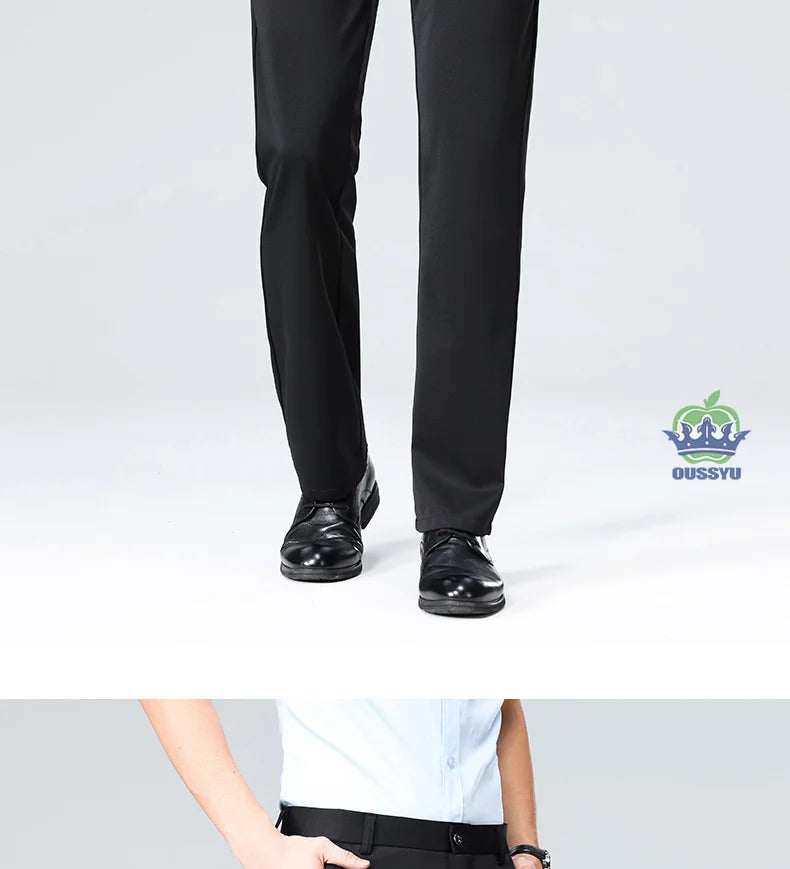 Brand Clothing Summer Thin Men's Stretch Suit Pants Business Slim Straight Work Office Black Formal Trousers Men Plus Size 40