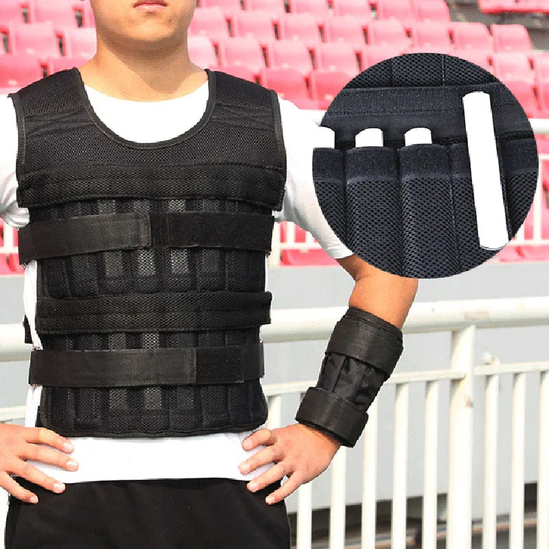 20kg Adjustable Weighted Vest,Empty Bag Fitness Running Vest for Men Women,Black Physical Training Clothing for Boxing