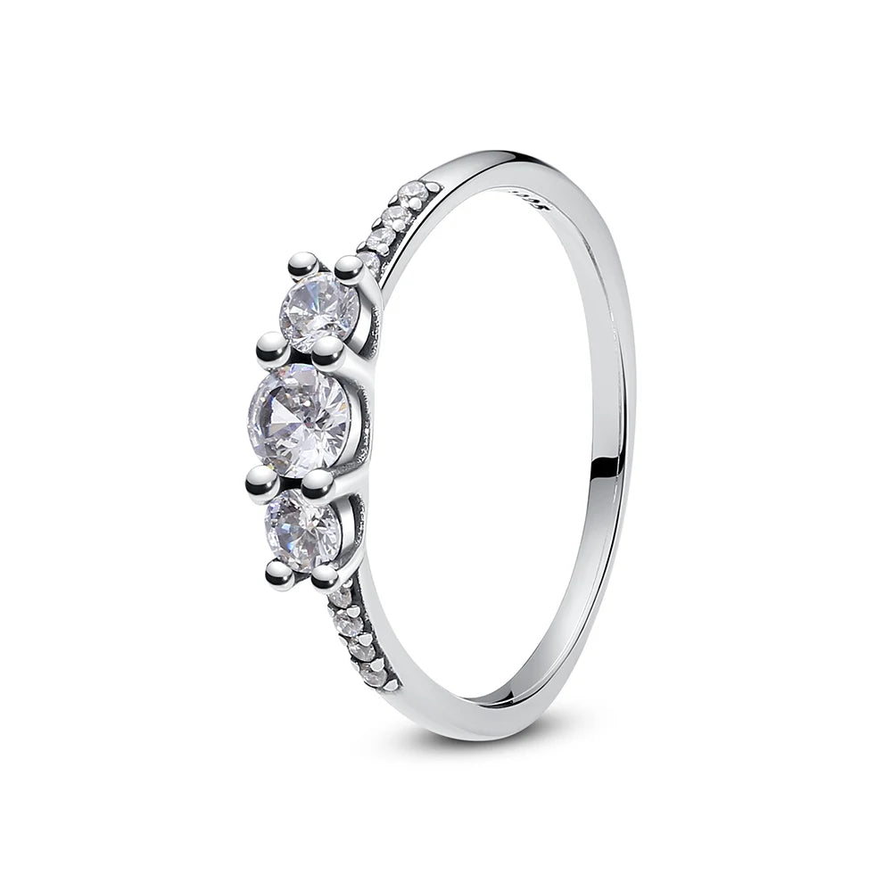 925 Sterling Silver Rings For Women Original Crown Love Heart Wishbone Engagement Wedding Rose Gold Crystal Ring Luxury Jewelry