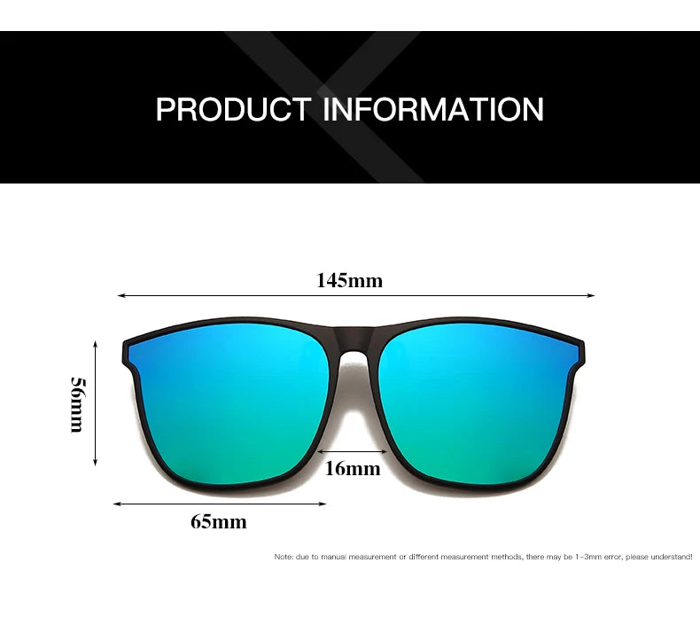 Clip On Sunglasses Men Photochromic Car Driver Goggles Night Vision Glasses Anti Glare Vintage Square Glasses