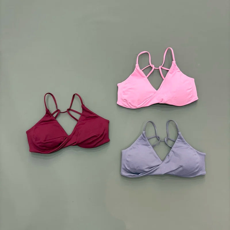 HISTELLO Vision Twist Front Backless Sports Bra Women High Support Breathable Soft Gym Workout Running Jogging Fitness Bra