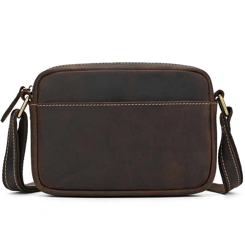 Crazy Horse Leather Messenger Bag Men's Leather Shoulder Bag For Mobile Phone Sling Bags For Men Woman Cross Body Bag