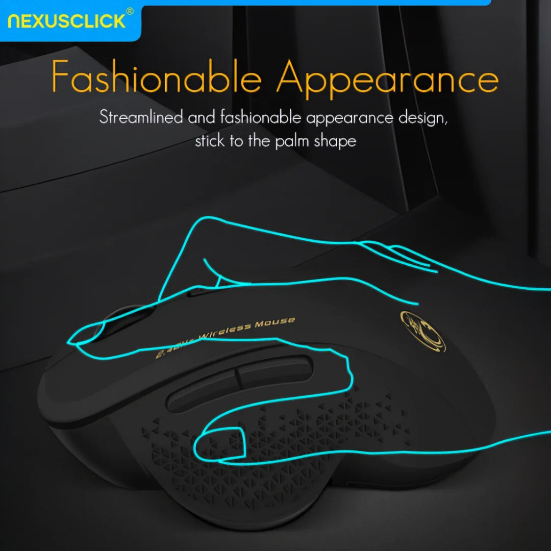 NexusClick 2.4G Wireless Silent Click Mouse,3 Adjustable DPI 6 Buttons Power Saving USB Plug Play Mice For Laptop Office Gaming