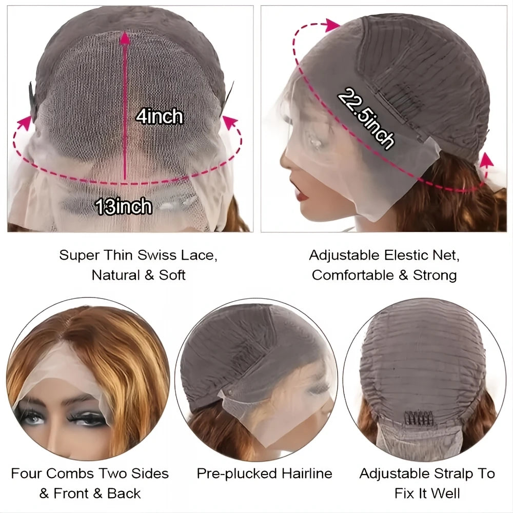 30 Inches Highlight Ombre Lace Front Wig Brazilian Honey Blonde Human Hair 13x4 Hd 4/27 Deep Wave 13x6 Lace Frontal Wigs 4x4 Wig