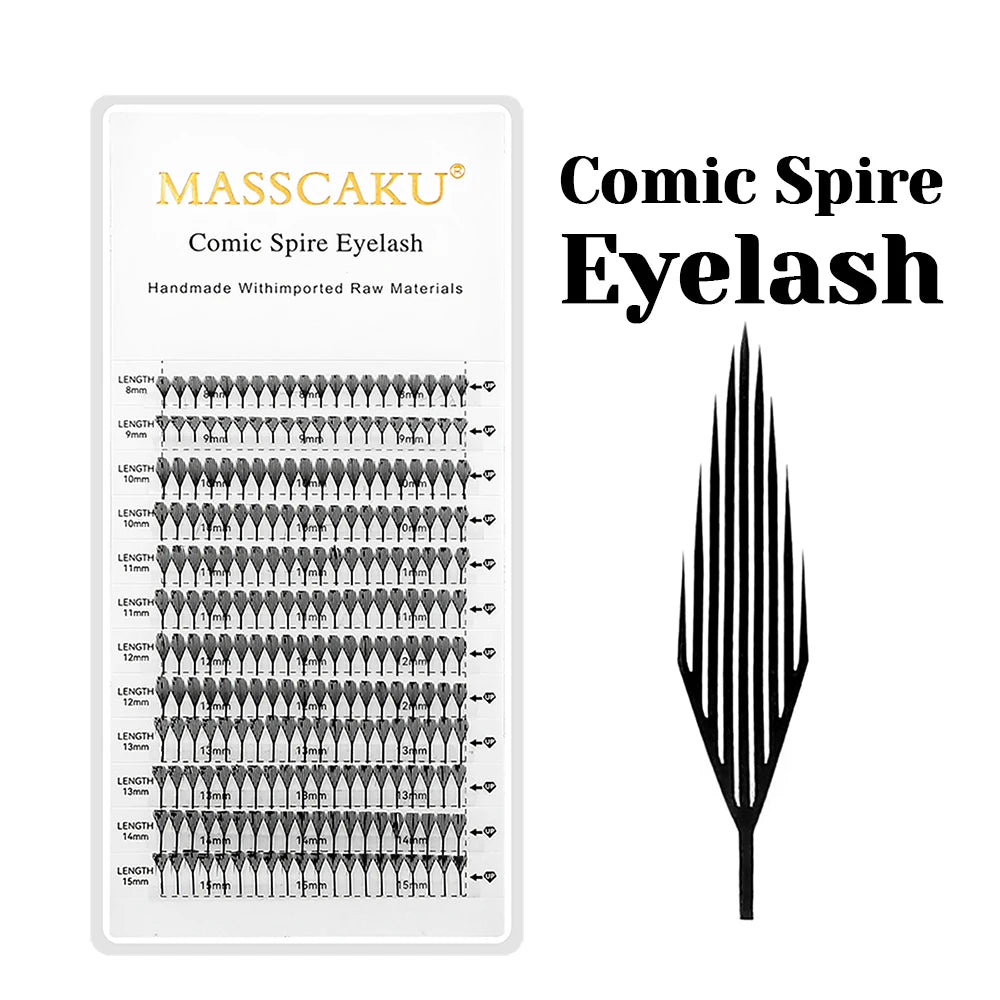 MASSCAKU Fox Comic Spire Lash Extensions C D Curl 8-15mm Mix Natural Manga Style Eyelash Professional Premade Fans Eyelashes