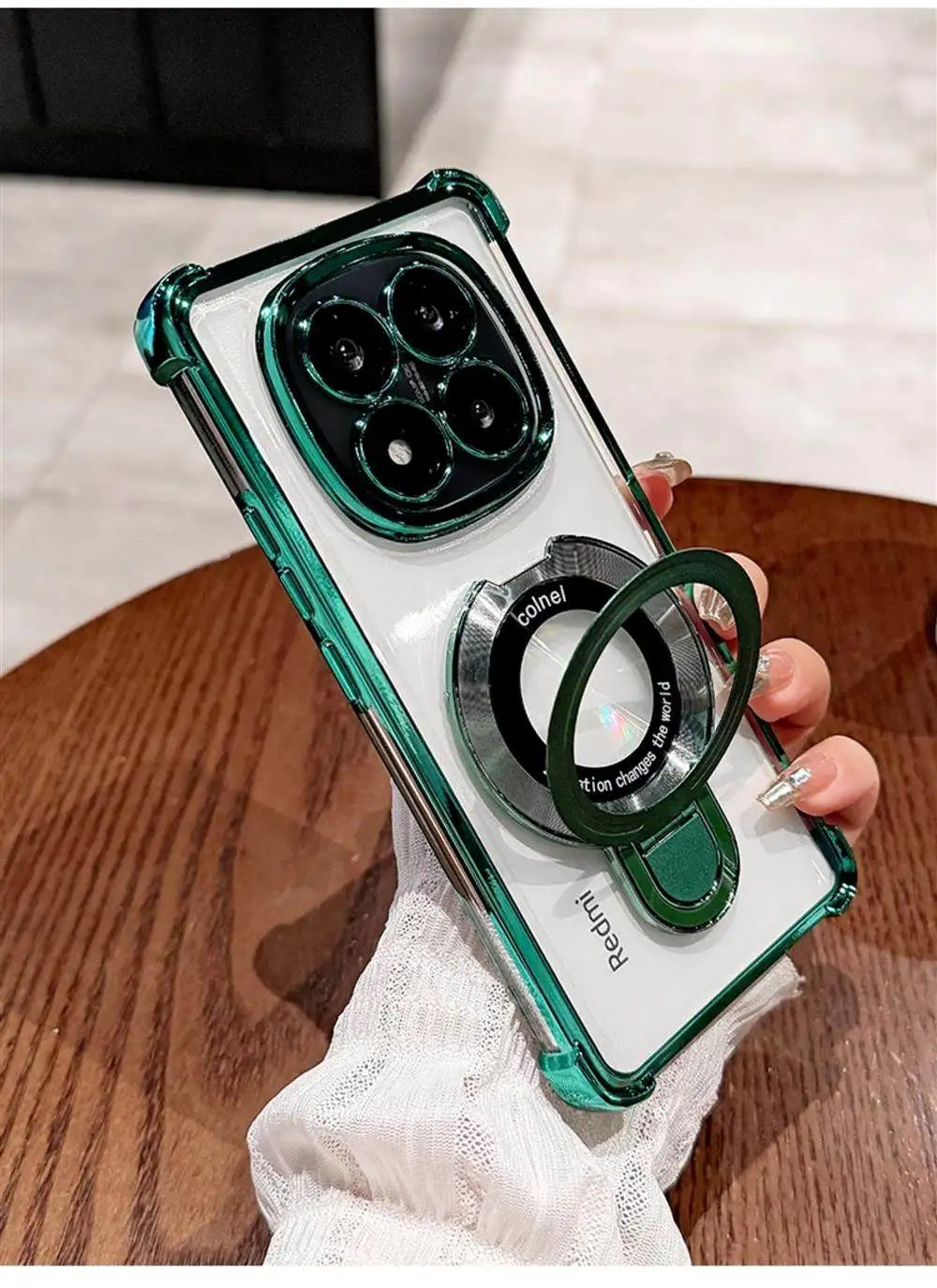For Redmi Note 15 Pro and Note 15 Pro Plus Case Magnetic Holder Plating Airbag Transparent Camera Protection Shockproof Cover