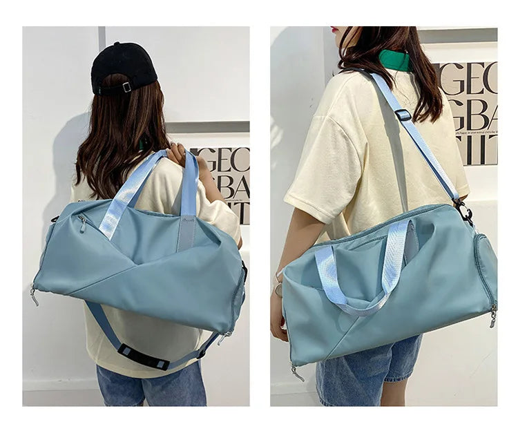 Large Capacity Fitness Bag Women's Handheld Oxford Cloth Yoga Sports Bag Fashionable Luggage Bag Wet And Dry Separation Can P...