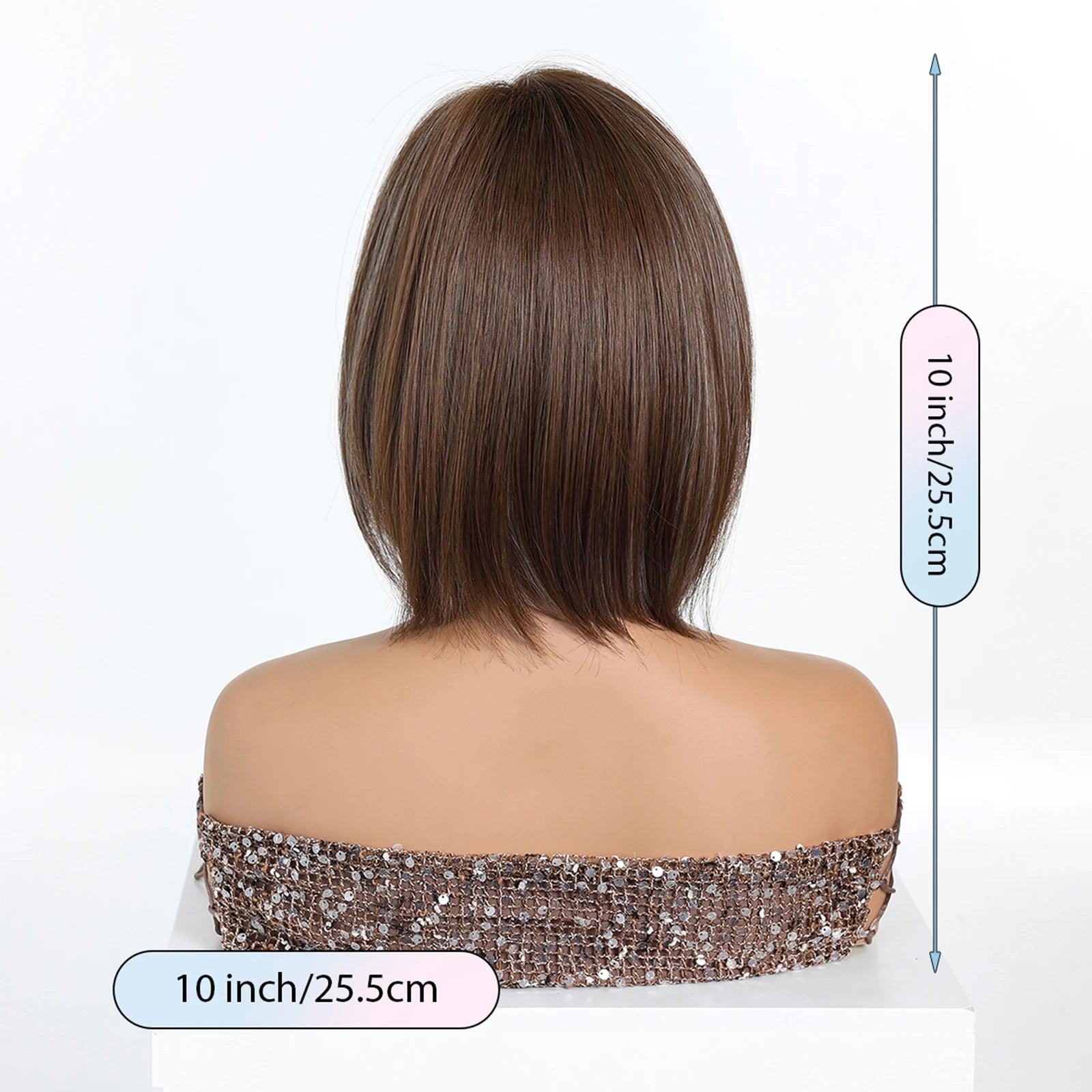 LOUIS FERRE Brown Bob Wig with Bangs for Women Short Synthetic Hair Wig Heat Resistant Natural Looking Daily Cosplay Party Use