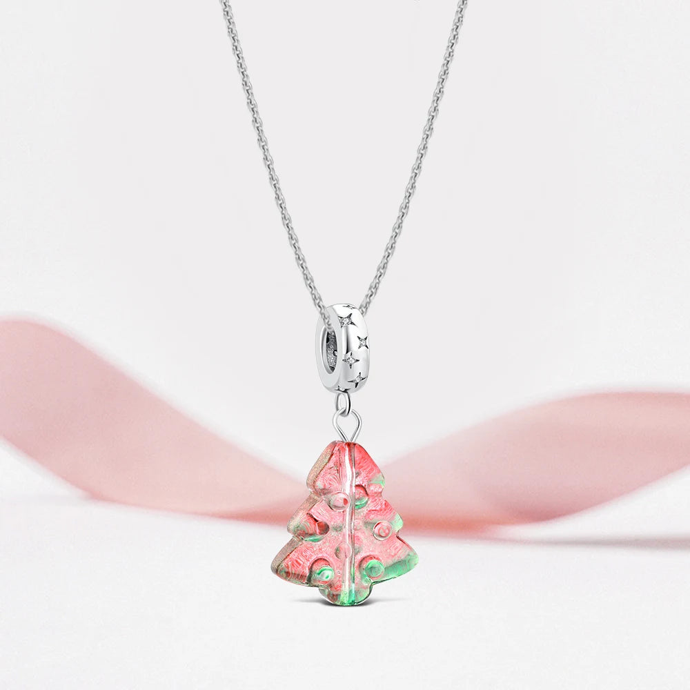 Charms Original Colorful Christmas Tree Pendant S925 Sterling Silver Bead Fit Bracelets Diy For Women Fine Jewelry Love Gift