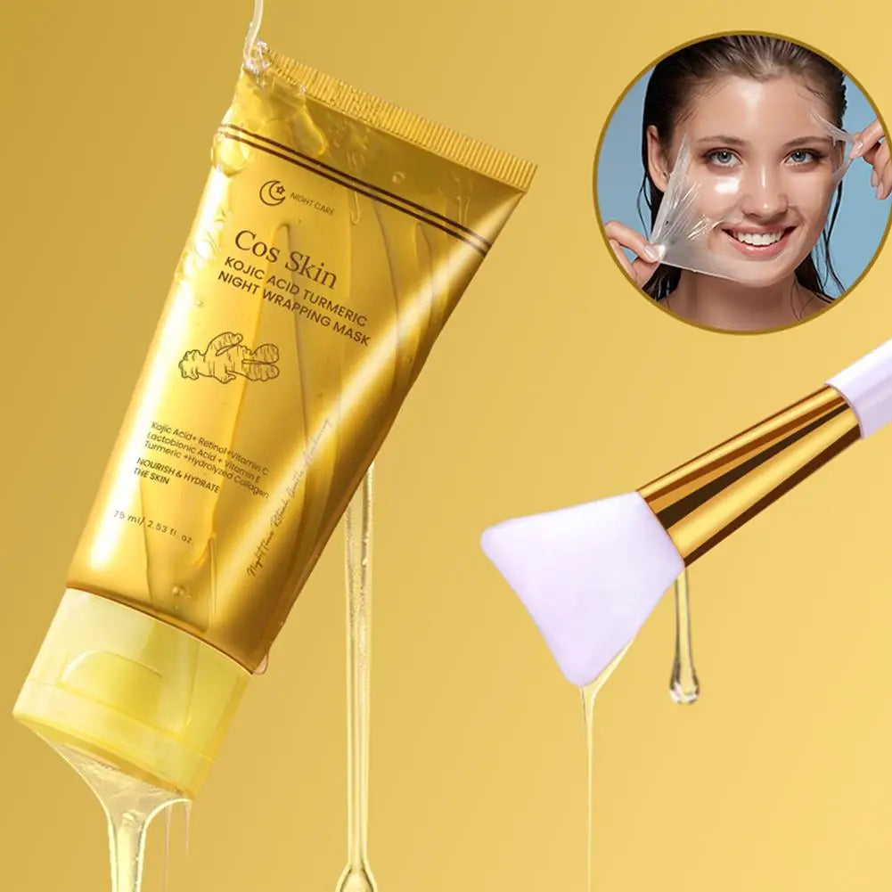 Kojic Acid Turmeric Overnight Wrapping Peel Off Mask Kit Nourish Hydrolyzed Collagen Glowing Skin Refresh Skin Firming Skincare
