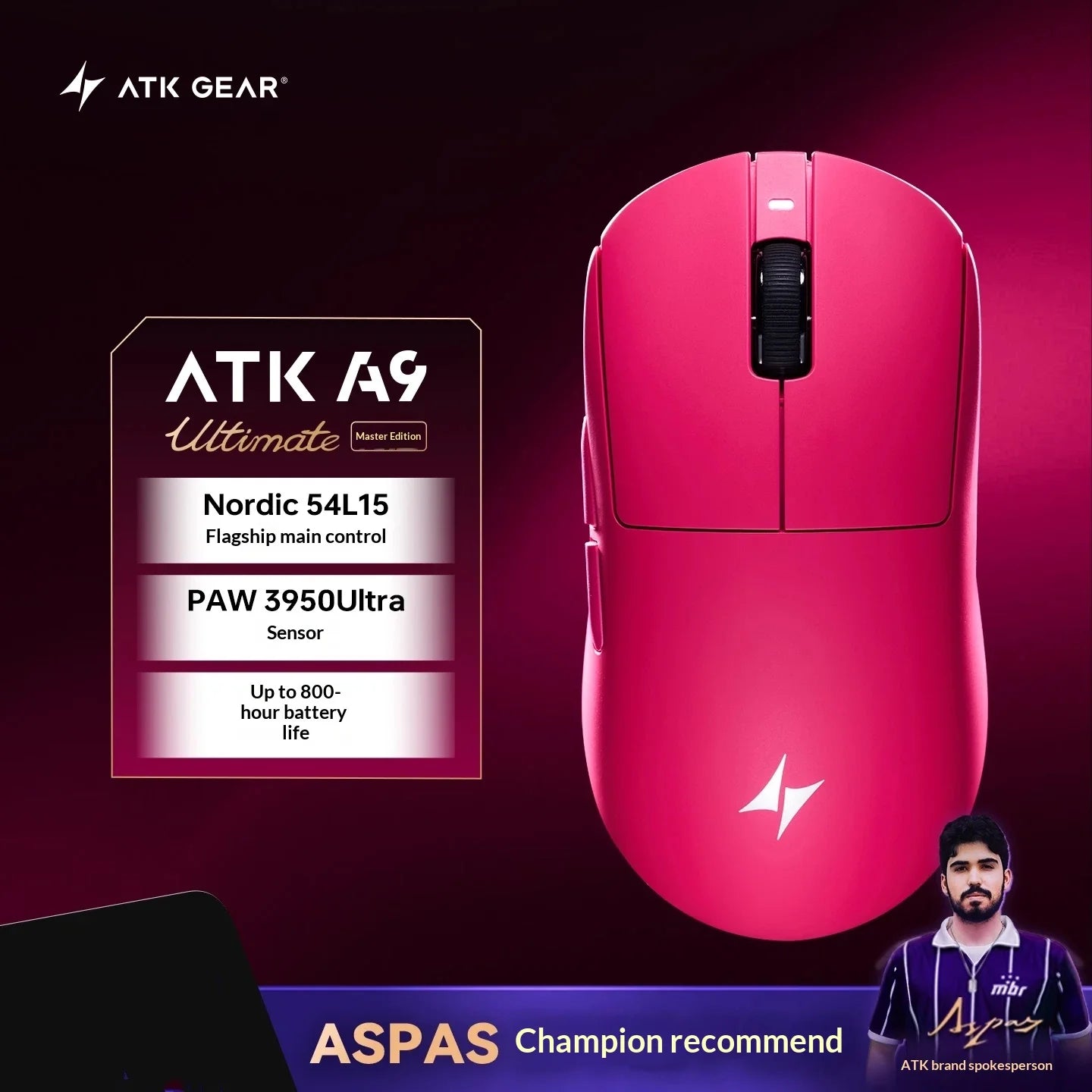 ATK DragonFly A9 Air Ultimate Wireless Gaming Mouse PAW3950 Ultra 42000DPI 750IPS 8KHz RGB Ergonomic For Windows MacOs PC Gifts