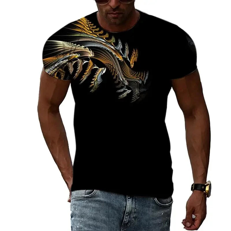 Fashion Men's T-shirt Multidimensional Graphic Tee For Men Casual 3D Print Harajuku Personality Round Neck Short Sleeve Top