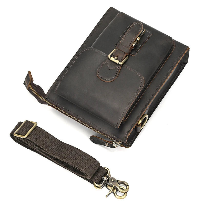 Crazy Horse Leather Messenger Bag Men's Leather Shoulder Bag For Mobile Phone Sling Bags For Men Woman Cross Body Bag