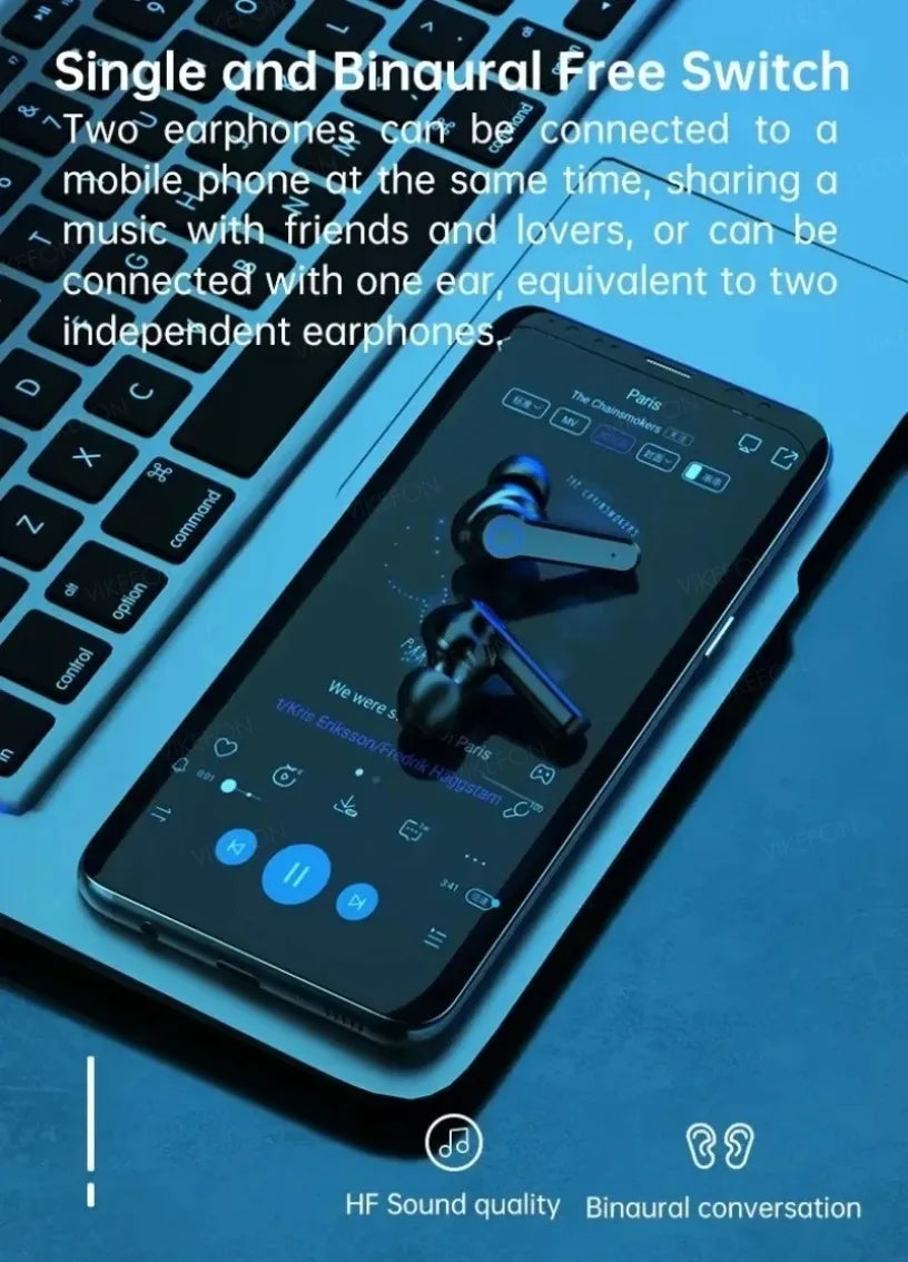 New M19 TWS Bluetooth Headphones 9D High Fidelity Wireless Headphones Touch IPX7 Waterproof Digital Display Headphones