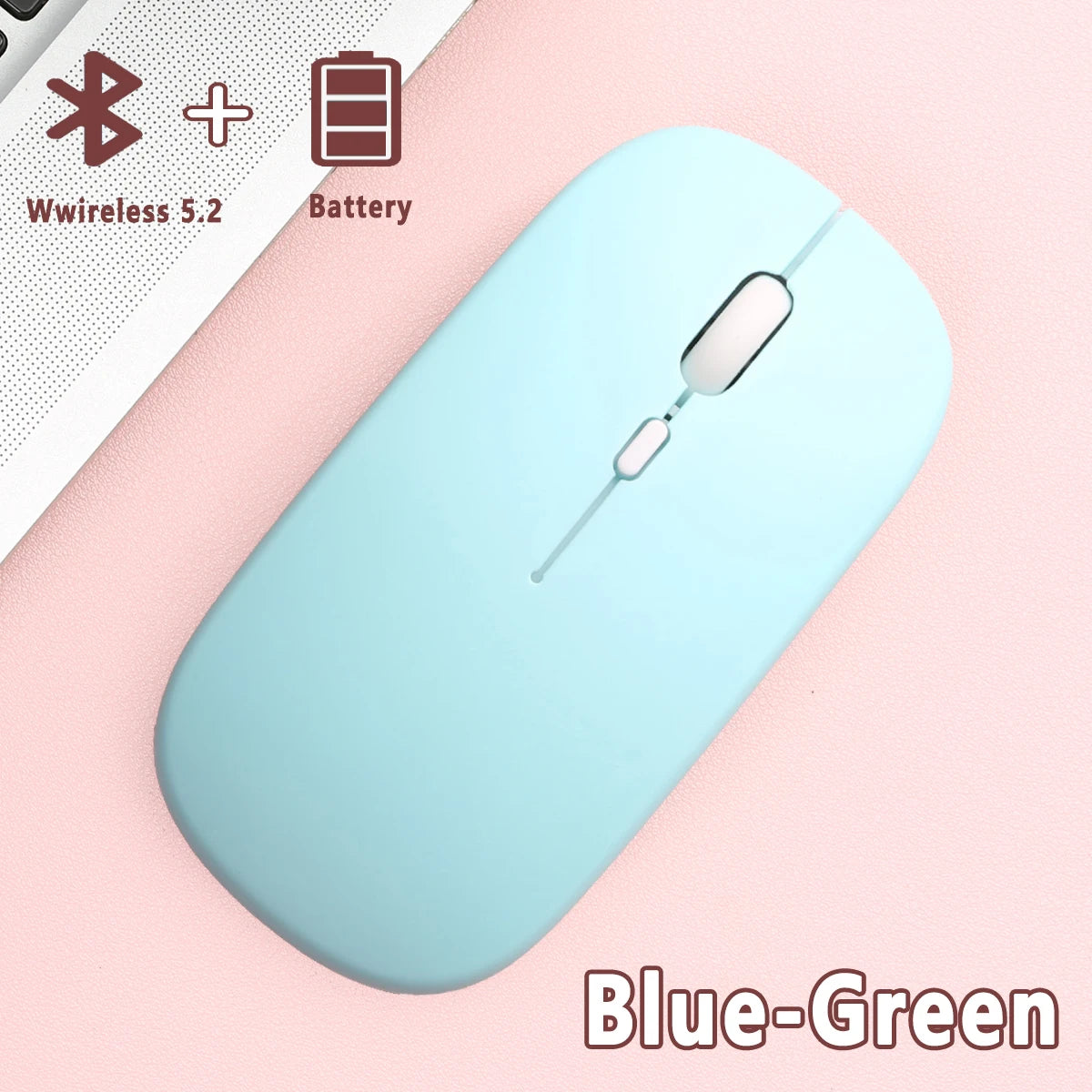 Bluetooth 5.0 Wireless Mouse Ultra Slim Portable Silent Ergonomic for Laptop Tablet PC MacBook Phone Adjustable DPI Ergonomic