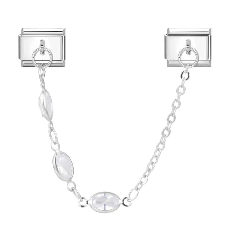 Star Butterfly Heart Zircon Round Pearls Tassel Chain Italian Charm Links Fit 9mm Bracelet Stainless Steel Women DIY Making Gift