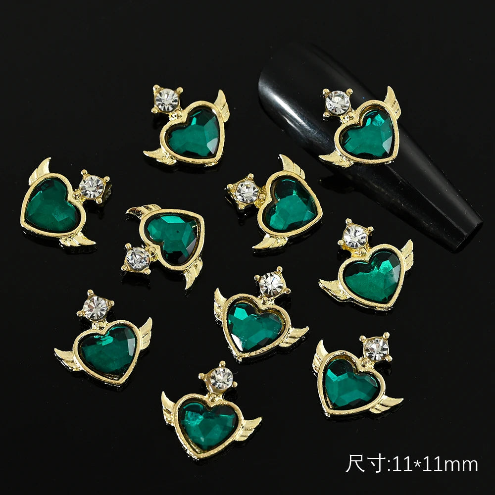 5/10pc Luxury Crystal Pink Heart Nail Art Charm 3D Love Shape Nail Rhinestones Diamond Shine Valentine's Day Manicure Decoration
