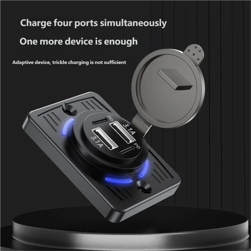 Wall Mount Charger Adapter, 2-4 Ports USB Outlet, QC 22.5W PD 30W Type-C Quick Charge, QC3.0 Panel, Bus, ATV, Truck