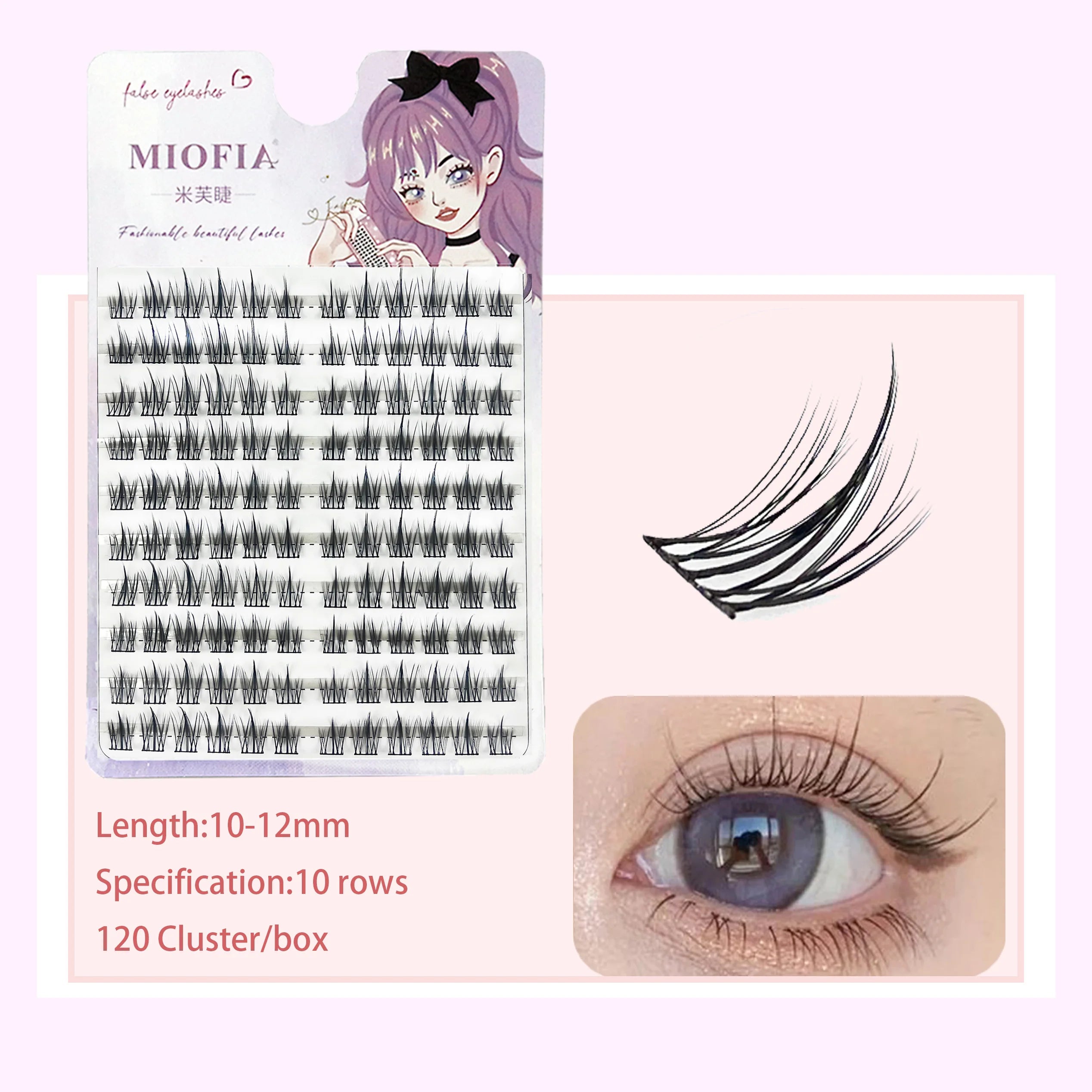 MIOFIA Manga False Eyelashes Korean Style Individual Lashes Cluster Soft and Light Anime Eyelashes DIY Eyelash Extension Makeup