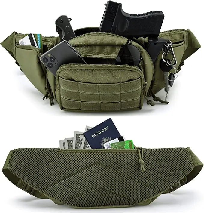 Outdoor MOLLE Fanny Pack, Gun Holster for Multiple Models, Compact & Secure Fit for Utility Accessories