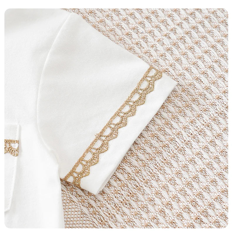 Newborn Baby Clothes Middle Eastern traditional ethnic style Islamic cotton Ramadan White summer short sleeved baby jumpsuit