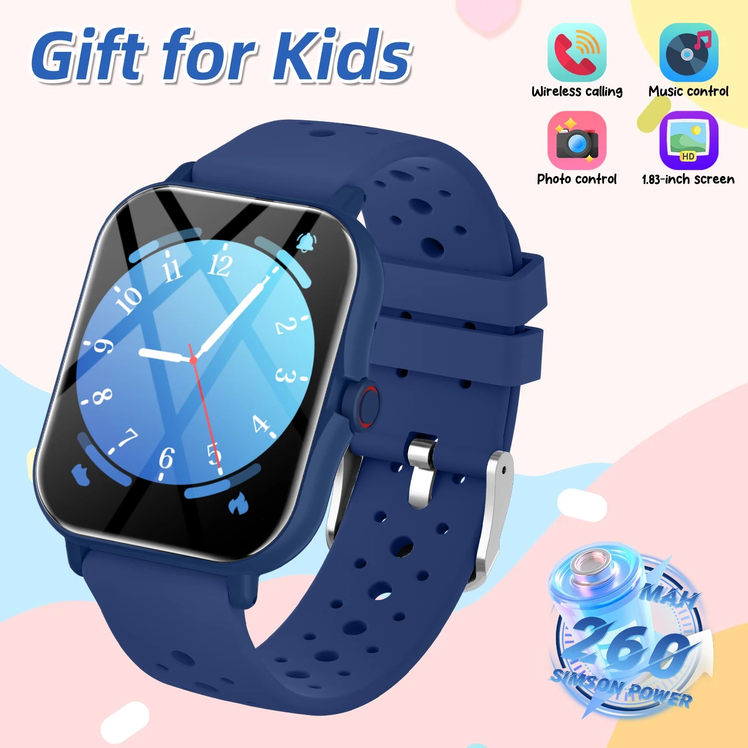 2026 New Smartwatch 1.83"Screen Bluetooth Call Voice Assistant Music Control Fitness Tracker for Android/IOS Phone Children Gift