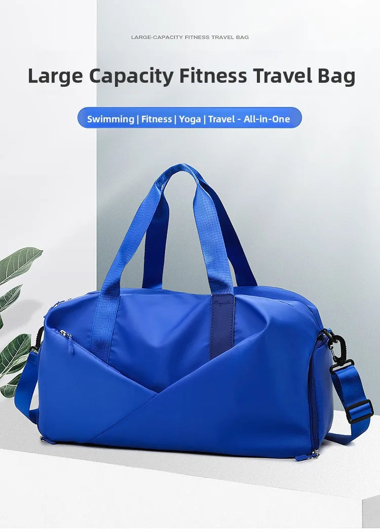 Large Capacity Fitness Bag Women's Handheld Oxford Cloth Yoga Sports Bag Fashionable Luggage Bag Wet And Dry Separation Can P...
